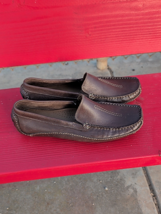 Clarks England Brown Leather Slip-On Driving Moccasins Mens Shoes US Size 9.5 W main image 6
